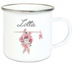 ♥ zauberhafte Tasse Emailletasse Ballerina Häschen sportlich, Boho Name, Wunschname, KITA Kindergarten, Einschulung, Dankeschön, Abschied, Jubiläum, Geschenk, Becher von Lüttentüddel
